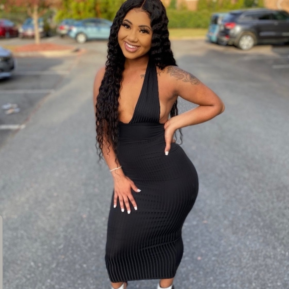 Deep Plunge Midi Dress